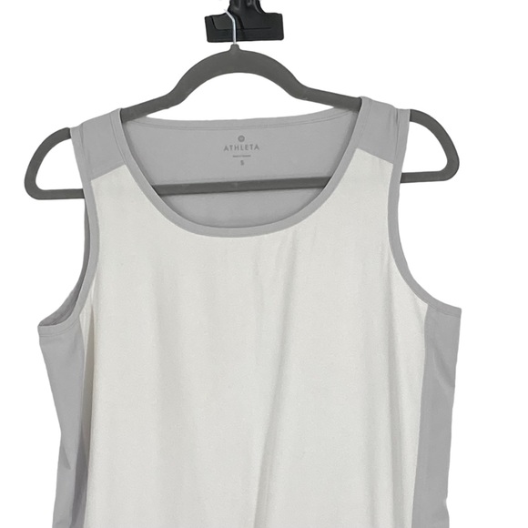 Womens Athleta Size Small Gray/White Zoe Sport Drawstring Waist Sleeveless Dress - Picture 2 of 9